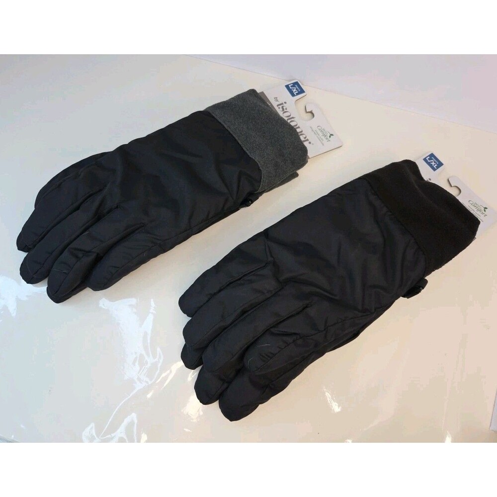 ISOTONER Men SmartDri SmartTouch  BLACK Or Gray Gloves Sz S/M Or L/XL Sleek Heat